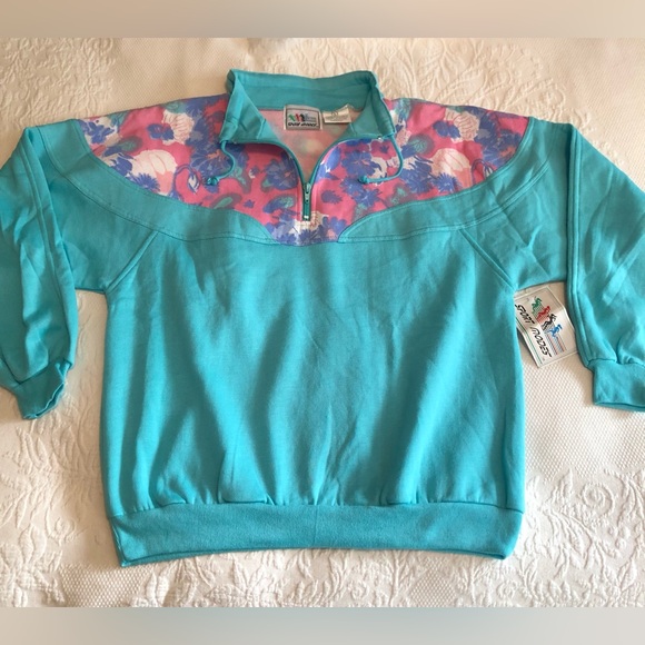 NWT Vintage deadstock sweatshirt -LARGE -retro quarter-zip Sport Modes pullover - Picture 7 of 16